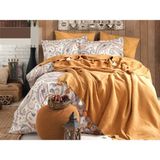 İyi Geceler İstanbul 200x220 cm Hardal Boho Chic Püsküllü Battaniyeli Nevresim Seti