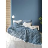 İyi Geceler İstanbul Atlas %100 Pamuklu Çift Kişilik Müslin Yatak Örtüsü ve Yorgan Seti Indigo - İndigo - 220 x 240 cm