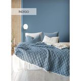 İyi Geceler İstanbul Iyi Geceler Istanbul Atlas %100 Pamuklu Çift Kişilik Müslin Yatak Örtüsü +2 Yastık Kılıfı ( 3 Parça ) - İndigo - 220 x 240 cm