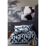 İyi Geceler İstanbul Pamuk Saten Çift Kişilik Nevresim Takımı - Moonlight - 200 x 220 cm - Mavi - Gri