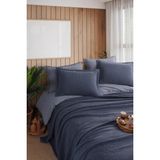 Iyi Geceler Istanbul Zen Stone Indigo Çift Kişilik %100 Pamuk Yatak Örtüsü Seti - 230 x 250 cm - İndigo