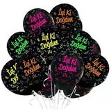 İyi Ki Doğdun Renkli Baskılı Siyah Lateks Balon 12 İnç (25X30 Cm) 10’Lu Paket