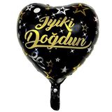 İyi Ki Doğdun Siyah Kalp Folyo Balon 1 Adet