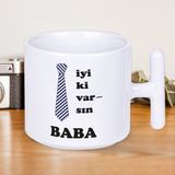 Iyi Ki Varsın Baba Yazılı Babalar Gününe Özel Hediyelik T Kupa - Beyaz - 300 ml