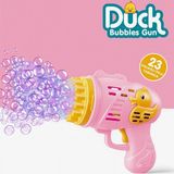 İyi Toys 23 Halkalı Pilli Neşeli Ördek Baloncuk Tabancası Köpük Saçan Oyuncak Tabanca Eğlenceli Oyunlar İçin Güvenli Plastik - Pembe