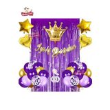 Iyiki Doğdun Kaliografili Mor Lila Gold Doğum Günü Balon Zincir Seti