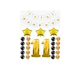 İyiki Doğdun Yazılı 11 Yaş Gold Renk Doğum Günü Parti Seti (Renkli)