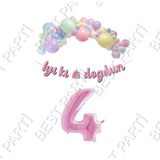 Iyiki Doğdun Yazılı Kaligrafi Banner Makaron Balon Seti 4 Yaş Pembe Set Doğum Günü