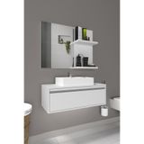 iyimi? İyimi Beyaz Arya Modern Banyo Lavabo Aynası Raflı 60x45 cm – Diş Fırçalık ve Kozmetik Raflı