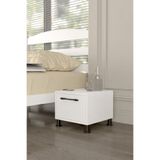 iyimi? Loft Komodin 40x40x34 cm Kapaklı Ahşap Görünümlü Komodin Endüstriyel Metal Ayaklı Yatak Odası Dolabı