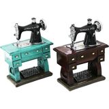 İyisi Var Kumbara Dikiş Makinesi Vintage Dekoratif Biblo Kumbara Renkli 20X15X8.5CM Reçine