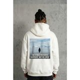 İyisi Var Siyah Oversize Hoodie - Sırt Baskılı Survivor Penguin Temalı, Felsefi Yazılı Kapüşonlu Sweatshirt - - Beyaz