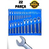 İYİSİYOK 22 Parça Cırcırlı 6125 6-32 mm Kombine Anahtar Takımı (Bez Çanta) Cıvata Sıkma Sökme Araç Anahtar Seti