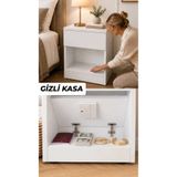 İYON LİFE Modern Kasa Komodin- Gizli Bölmeli Akıllı Komodin - Gizli Bölmeli Çok Amaçlı Komodin - Komodin Akıllı Yatak Yanı Sehpası - Salon Sehpası - Kartlı Kasa Komodin- Şifonyer - Gizli Kasa