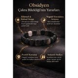 İyyakee Doğal Taş Obsidyen Çakra Bilekliği Negatif Enerji Koruyucu El Yapımı Erkek Bileklik