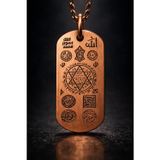 İyyakee Erkek Bakır Kolye Koruma Zırh Duası Yazılı Dog Tag Model Saf Bakır Kolye Zincir