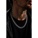 İyyaKee Erkek Kadın Taşlı Cuban Chain Kolye Zirkon Taşlı Hip Hop Rapçi Stil Paslanmaz Çelik Kolye