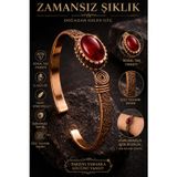 İyyakee Kadın Bakır Bileklik Büyük Doğal Koyu Kırmızı Taşlı Dokulu Saf Bakır Kelepçe