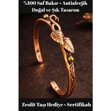 İyyakee Kadın Bakır Bileklik Çift Yaprak Model Saf Bakır Kelepçe