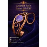 İyyakee Kadın Bakır Bileklik Doğal Ametist Taşlı Otantik Model Bilezik Her Bileğe Uygun