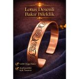 İyyakee Kadın Bakır Bileklik Lotus Çiçeği Desenli El İşçiliği Saf Bakır Bilezik