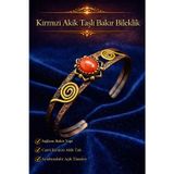 İyyakee Kırmızı Akik Taşlı El Yapımı Antik Kadın Bakır Bileklik – Enerji, Koruma, Şifa & Çakra Dengesi