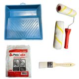 İz Bırakmayan Büyük Saten Rulo 15 cm ve Yedek Başlığı + Büyük Boyama Kabı + Hışır Örtü + Samur Fırça