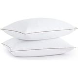 İz Home 2li Set Dry Soft Kapitoneli Biyeli Yastık 50X70 Beyaz %100 Hcs Silikon Dolgulu Hava Geçikenli - 50 x 70 cm