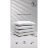 İz Home 4 Adet Ultra Slim Yastık | En İnce Form | Orijinal Nano Silikon Dolgu | Micro Saten Kumaş | Yumuşak Dolgu 500Gr
