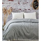 İz Home Algodon 200 x 240 cm Jakarlı Saçaklı Pike & Yatak Örtüsü - Lacivert