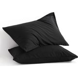 İz Home Basic Siyah Ranforce Yastık Kılıfı Seti | 2 Adet | (50X70 Cm) | Pamuklu | En Siyah - 50X79