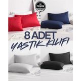 İz Home Touch Mix 2 | 8 Adet Pamuk Yastık Kılıfı Seti | Kapaklı Model | 50X70CM | Lacivert-Kırmızı-Siyah-Gri - Çok Renkli