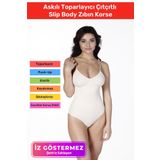 İz Saklayan Lazer Kesim İnceltici Etkili Push-Up Askılı Toparlayıcı Çıtçıtlı Slip Body Zıbın Korse