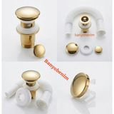 İz Yapı Iz Yapı Pop Up Sifon Taşma Delikli Porselen Kafa Gold Renk Sifon ve Gold Renk Lavabo Yüzüğü