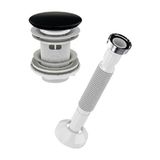 İz Yapı Lavabo Sifonu Clik-Clack Pup-Up Siyah Seramik Kafa Taşmalı