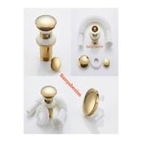 İZ YAPI POP UP SİFON TAŞMA DELİKLİ PORSELEN KAFA GOLD RENK SİFON ve GOLD RENK LAVABO YÜZÜĞÜ