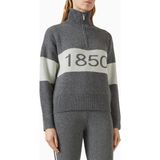Izaak Azanei Ski Aspen Zip-Up Sweater, Gri Şık ve Lüks Kadın Yün-Kaşmir Kazak - XL