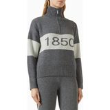 Izaak Azanei Ski Aspen Zip-Up Sweater, Gri Şık ve Lüks Kadın Yün-Kaşmir Kazak - XS