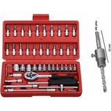 Izci Hırdavat - 46 Parça Lokma Takımı Mini 1/4 Lokma 1 Set + Elmaslı Beton Delme Panç Adaptörü 11 cm Sds Plus 1 Adet