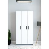 İzco Design Beyaz 3 Kapaklı Raflı ve Askılıklı Gardırop – Modern Fonksiyonel Dolap | Kıyafet ve Depolama Dolabı