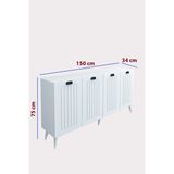 İzco Design Country Model 4 Kapaklı Konsol Mdf Membran Kapaklı Portmanto Ayakkabılık Çok Amaçlı Organizer - Beyaz