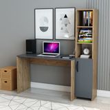İzco Design Kitaplıklı Çalışma Masası - 120x90 - Atlantik Çam - Antrasit
