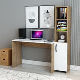 İzco Design Kitaplıklı Çalışma Masası - 120x90 - Atlantik Çam - Beyaz
