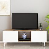 Izco Design Lena Tv Ünitesi 120 cm 2 Kapaklı Tv Sehpası Beyaz Atlantik Çam Renk