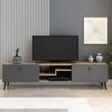 İzco Design Model Z Tv Ünitesi 150 cm Dekoratif Raflı Iki Kapaklı Tv Sehpası Çam Renk