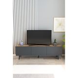 Izco Design Perla Tv Ünitesi 150 cm 3 Kapaklı Tv Sehpası Çam Antrasit - Antrasit - Ceviz
