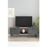izcodesign 2 Kapaklı TV Ünitesi 120 cm – Antrasit Meşe TV Sehpası | Modern TV Konsolu | Televizyon Ünitesi