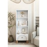izcodesign 4 Raflı 162 cm Bohem Model MDF Membran Kapaklı Salon Dolabı Kitaplık Çok Amaçlı Dolap