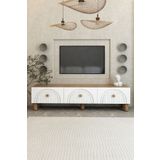 izcodesign Bohem 150 cm Atlantik Çam 3 Kapaklı TV Ünitesi – MDF Mebran Kapaklı Modern TV Sehpası