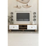 izcodesign Bohem 150 cm Atlantik Çam Raflı TV Ünitesi – MDF Membran Kapaklı Modern TV Sehpası